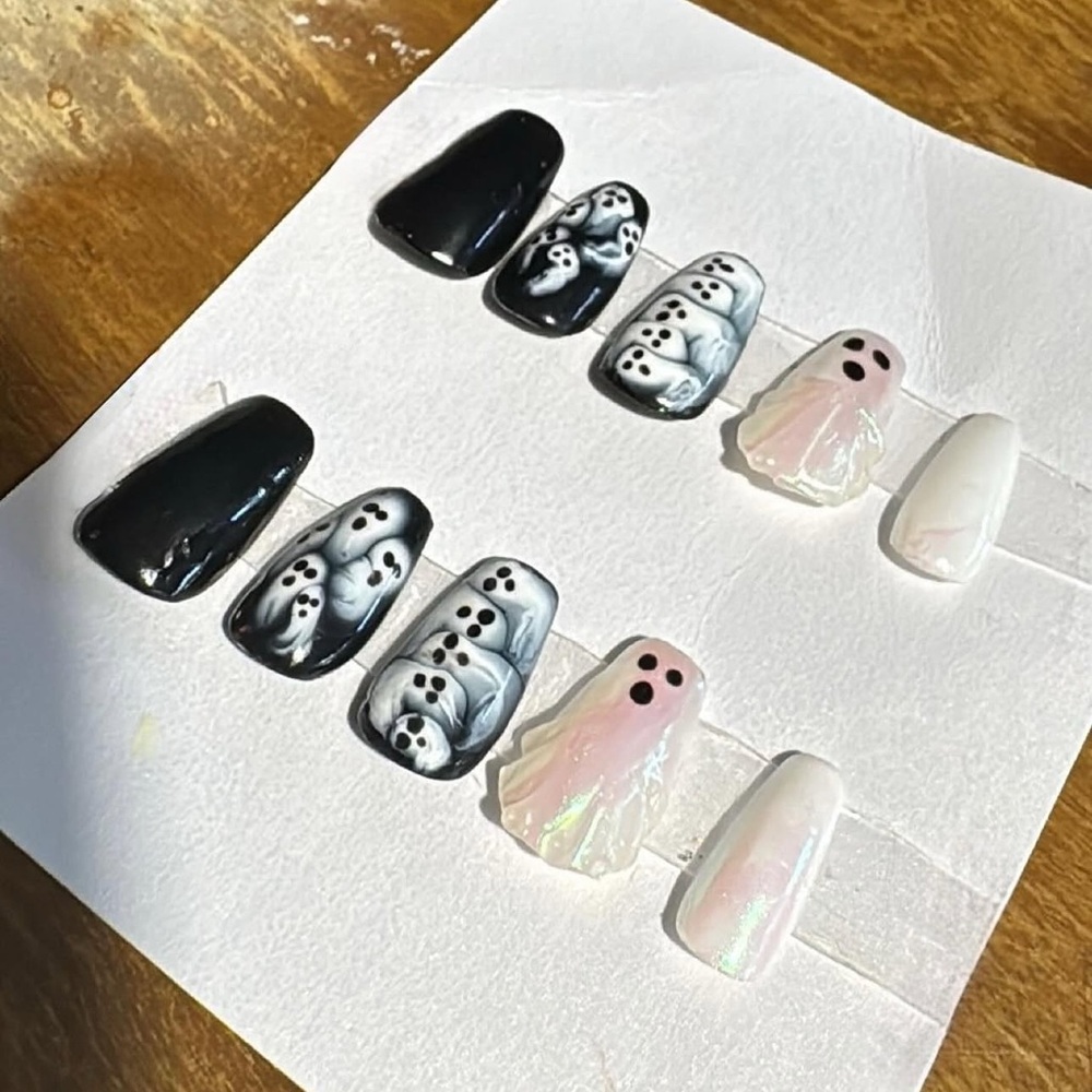 Black and White Ghost Nail Art Set